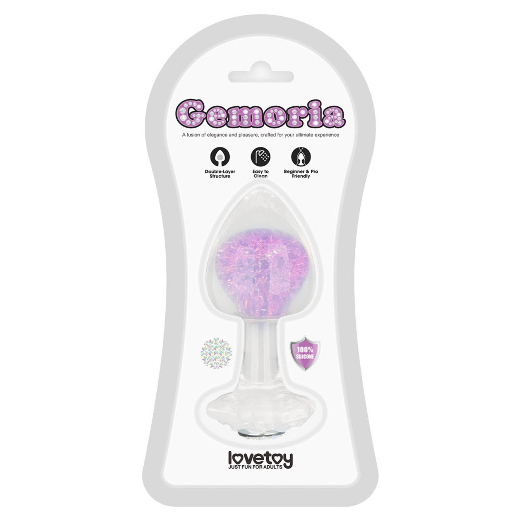 Dop anal din silicon Gemoria cu bilă de sticlă violetă