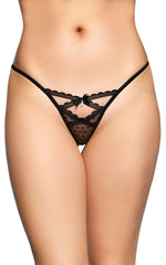Tanga din dantelă SoftLine Collection negru M/L