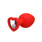 Plug anal cu inimă din silicon roșu, mic, Fantasy, cristal, 7 cm