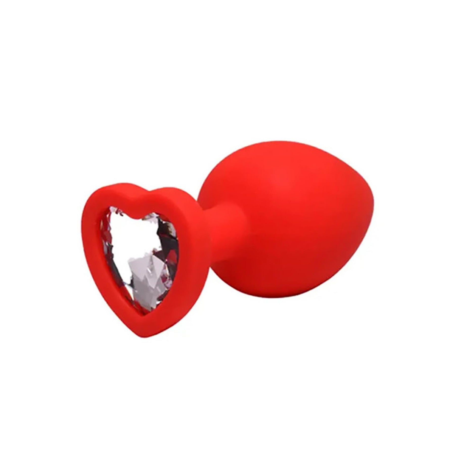 Plug anal cu inimă din silicon roșu, mic, Fantasy, cristal, 7 cm