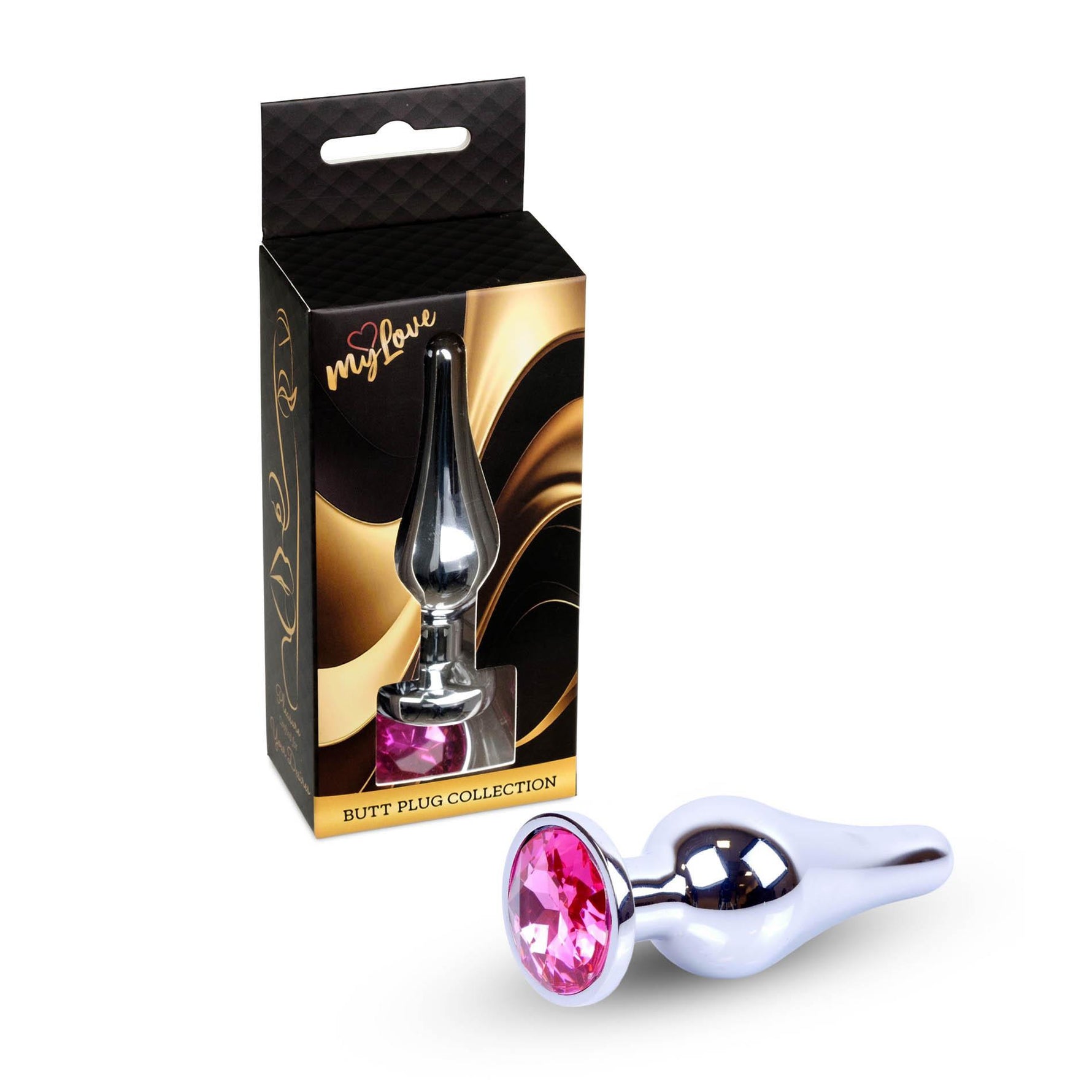 Bijuterii anale din argint MyLove Toys cu diamant roz 9,5 cm