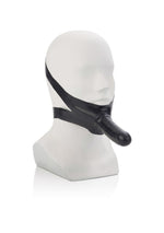 Dildo gag din latex The Accommodator, negru, 14 cm, cu vibrații