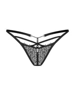 Tanga Obsessive Iliosa din dantelă cu lanțuri negru S/M