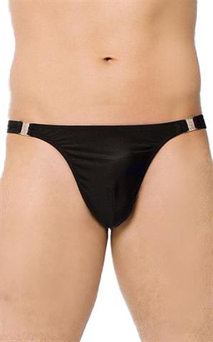 Tanga satinată SoftLine 4432 cu deschideri, neagră, mărimea L