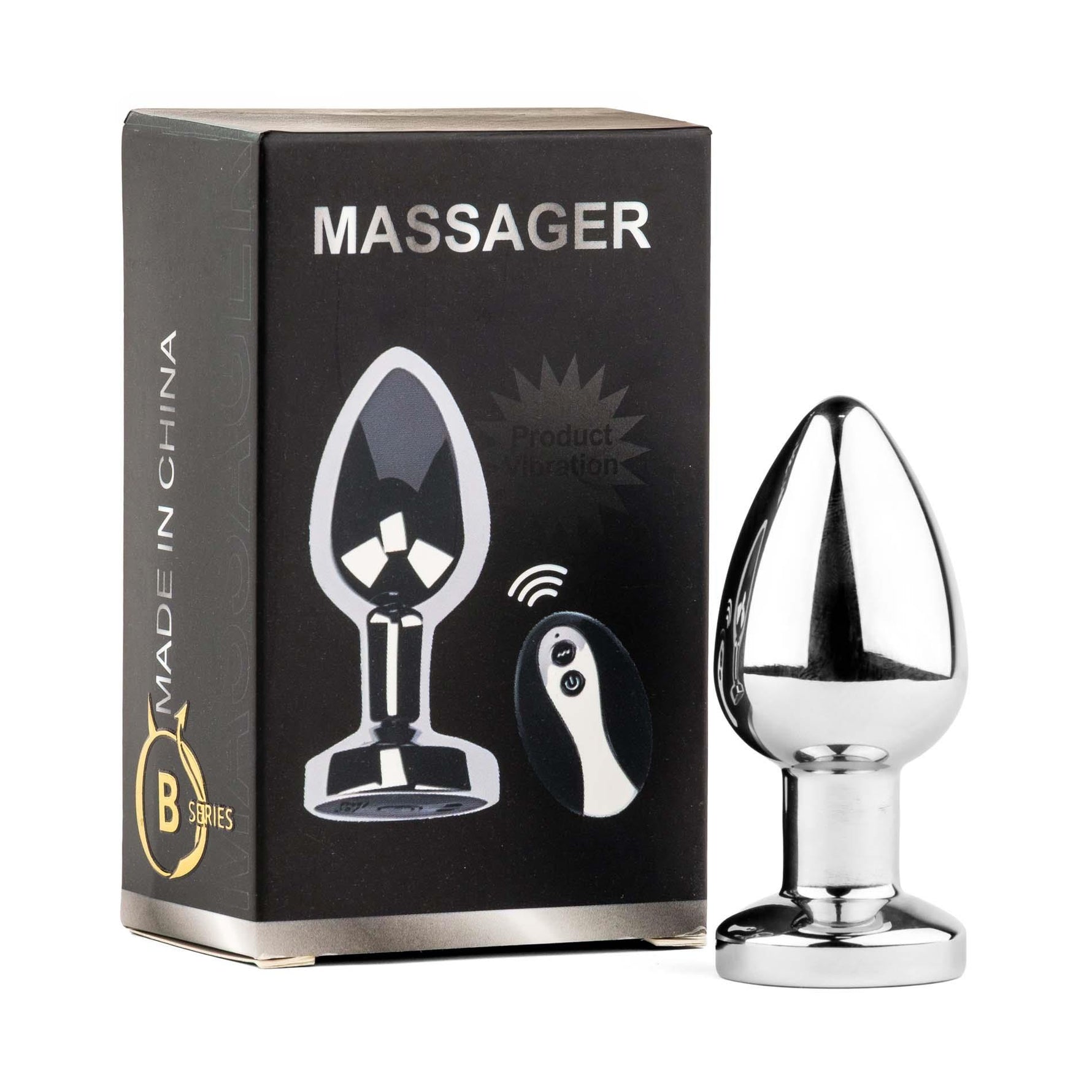 Plug anal vibrant metalic HeavyFun din seria M B cu telecomandă USB