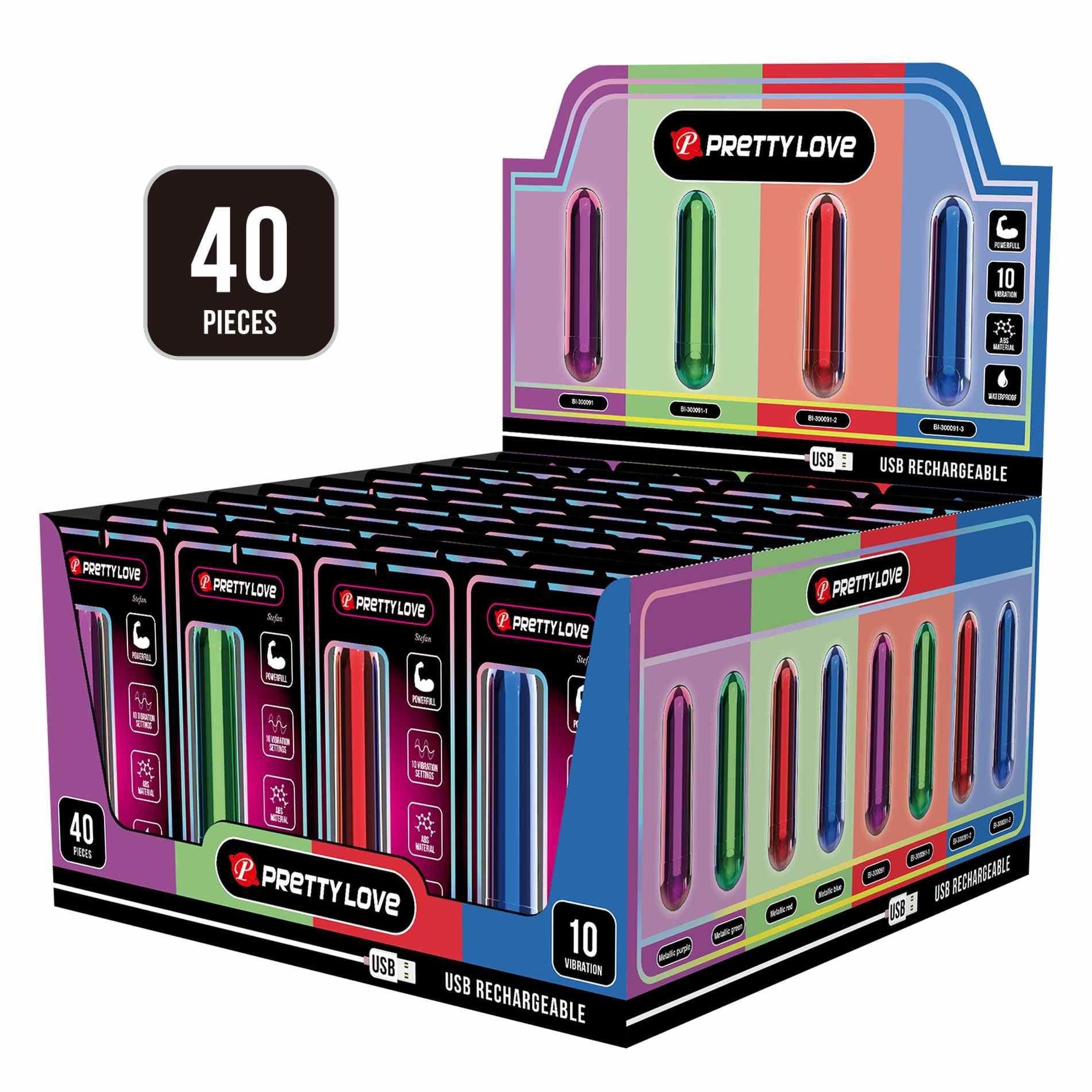Mini vibrator metalic Pretty Love Stefan, USB, 10 funcții