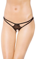 Tanga SoftLine 2454 din dantelă cu bretele, negru S/L