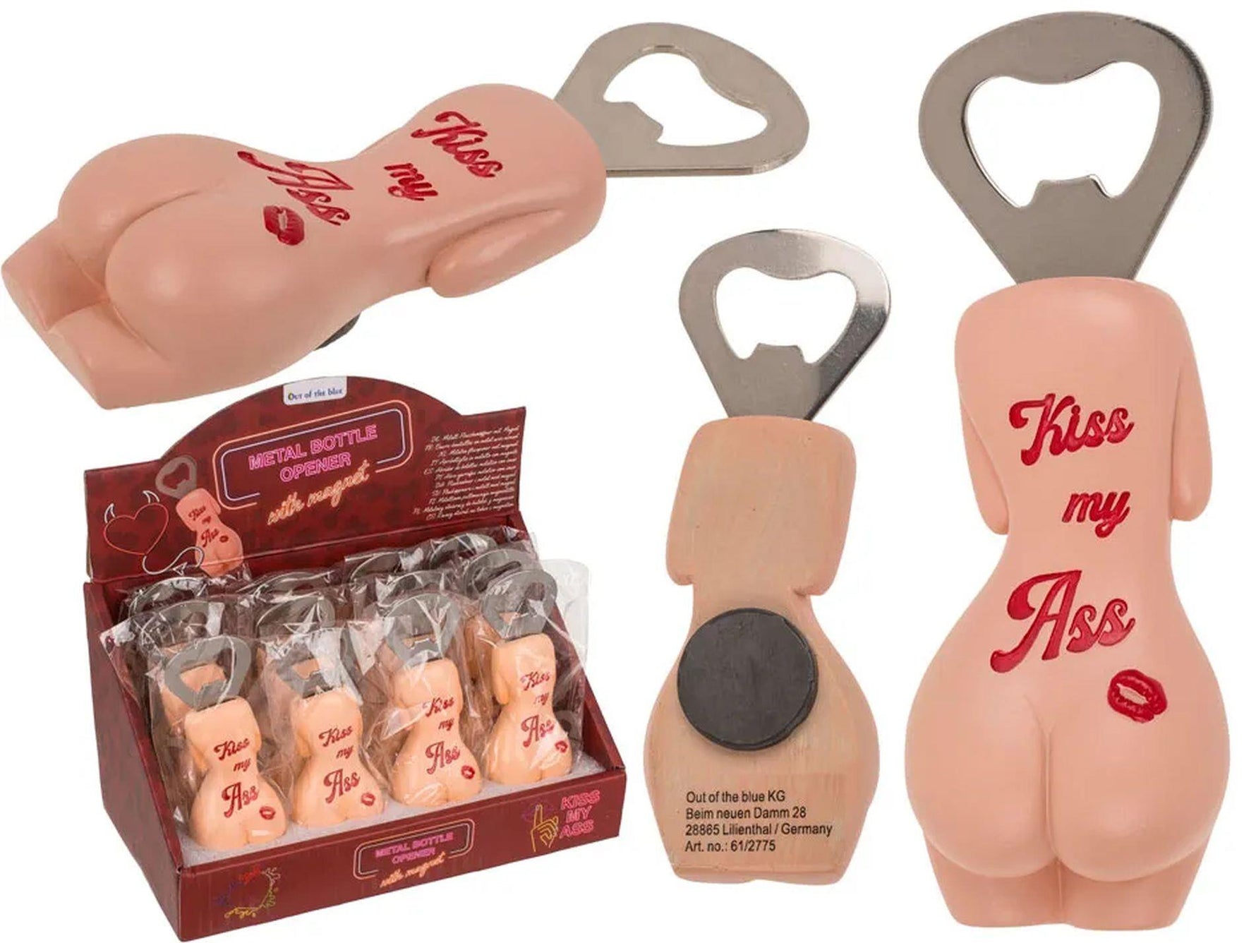 Deschizător de sticle metalic cu magnet „Kiss My Ass Let's Play Together”