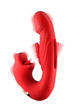 Vibrator USB Yoba Kissy 3 în 1 din silicon, tip iepuraș, 17,6 cm