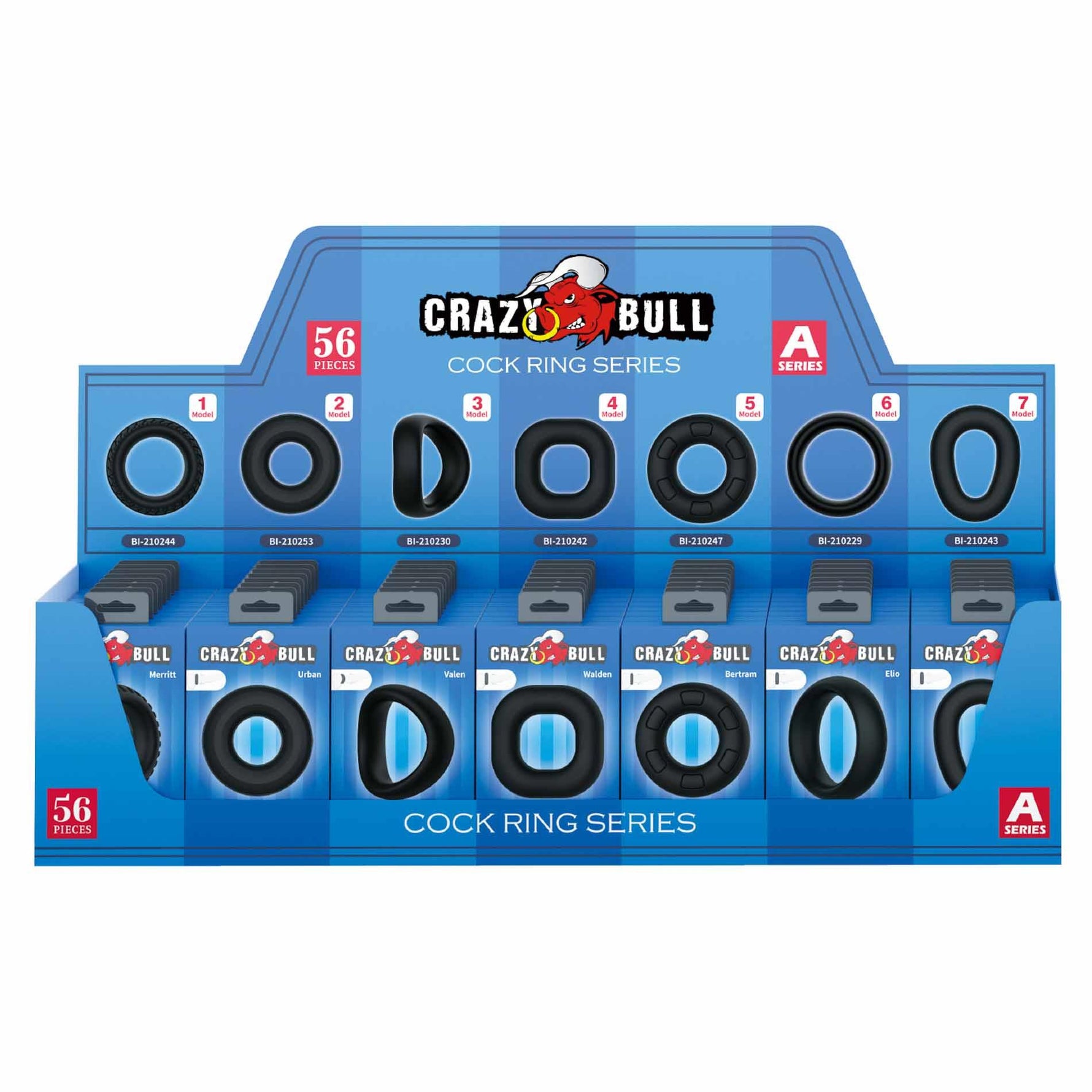 Set de 56 de inele pentru penis Crazy Bull din silicon
