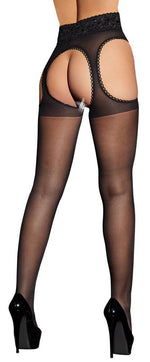 Colanți lați din dantelă Cottelli LEGWEAR