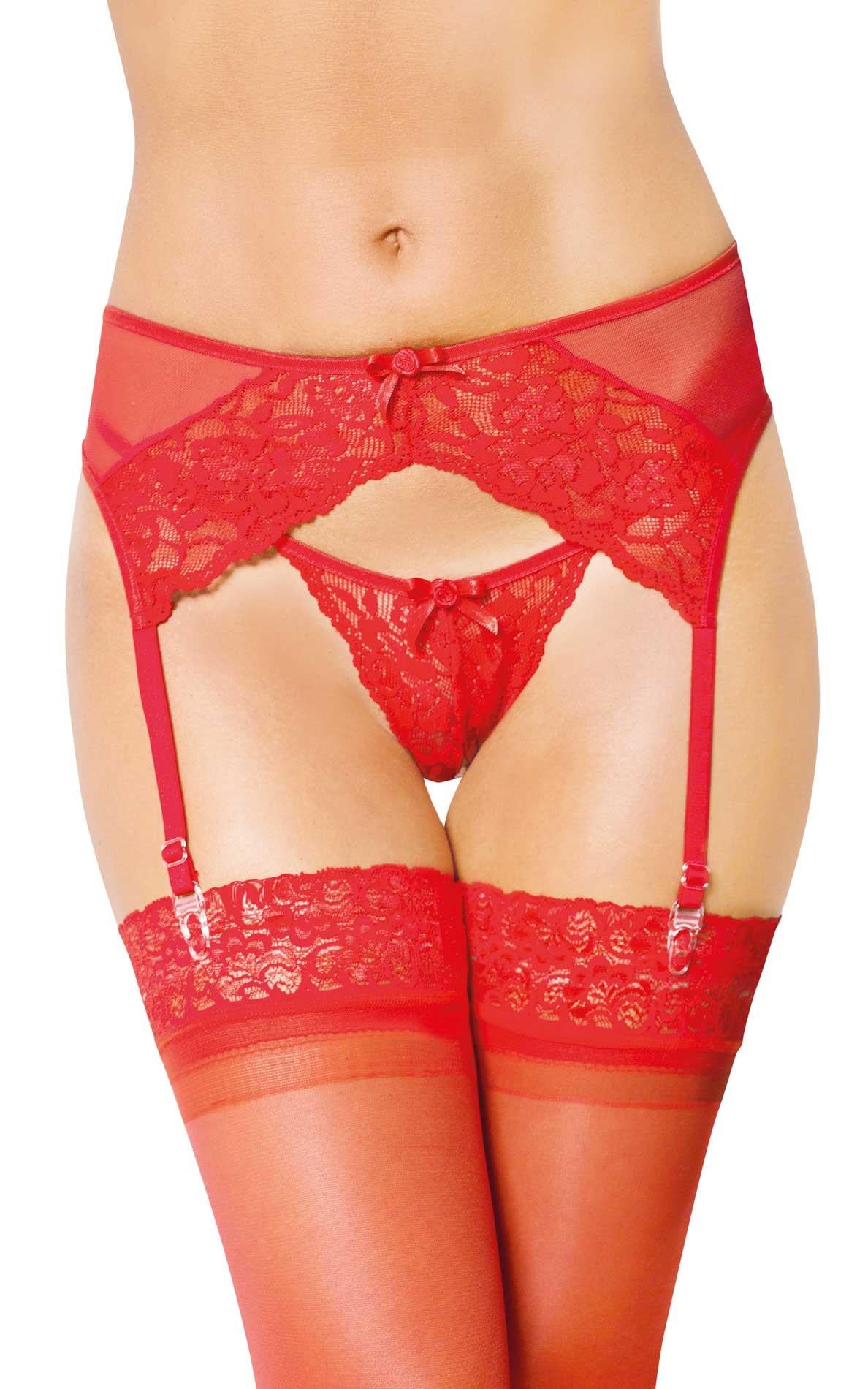Portjartier Softline 3317 din dantelă, roșu, mărime M/M
