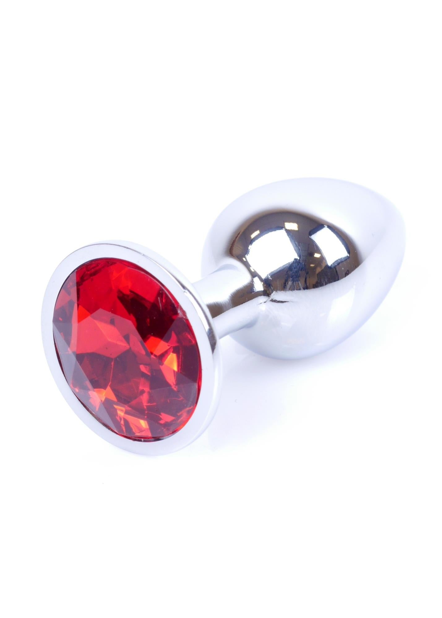 Bijuterii anale din argint cu cristal roșu 7 cm HeavyFun