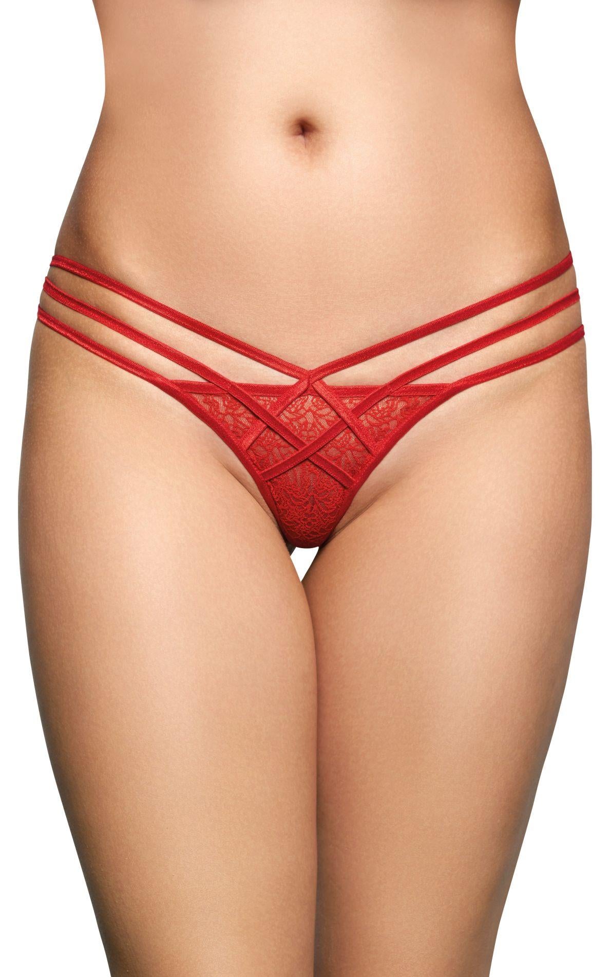 SoftLine Collection 2492 tanga din dantelă roșu S/M