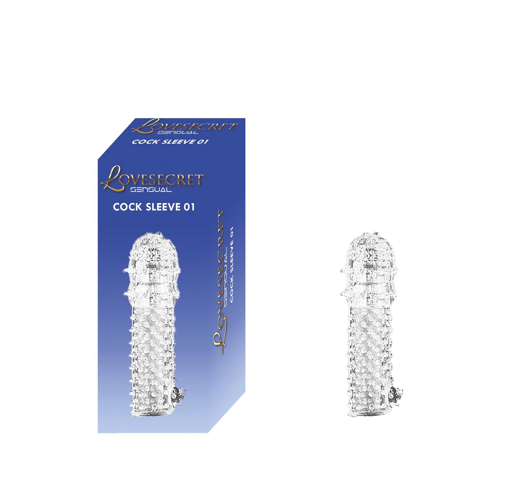 Manșon transparent pentru penis Lovesecret LS37 cu proeminențe 12,5 cm