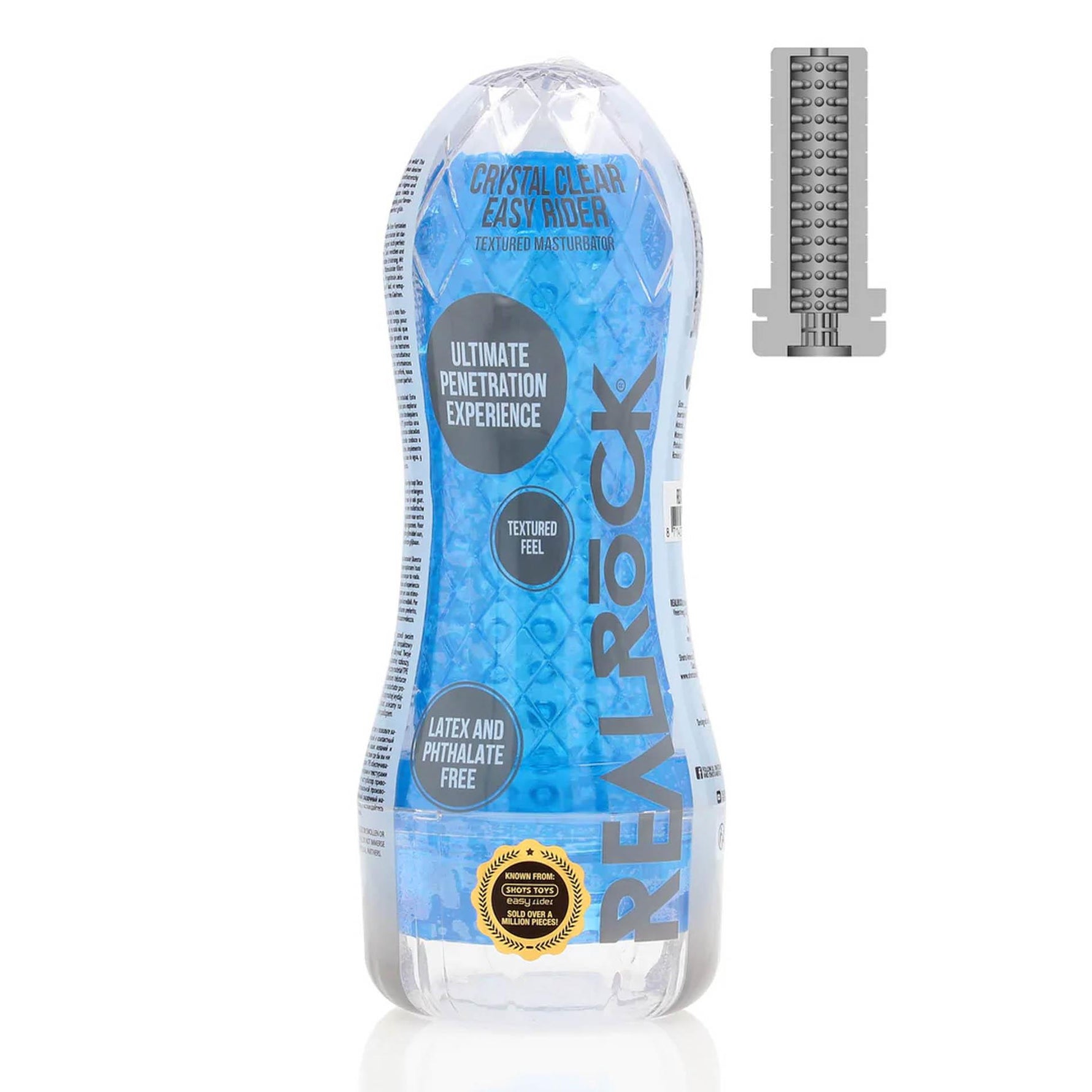 Masturbator texturat RealRock albastru 21 cm