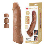 Prelungitor de penis Pretty Love cu inserții interschimbabile, maro închis, 26 cm