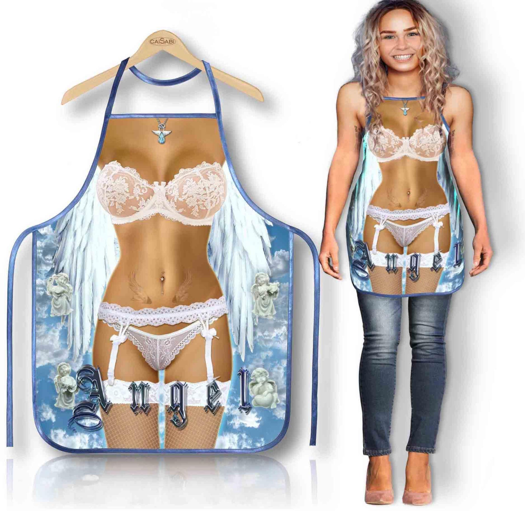 Șorț sexy Angel Grammi, dantelă albă