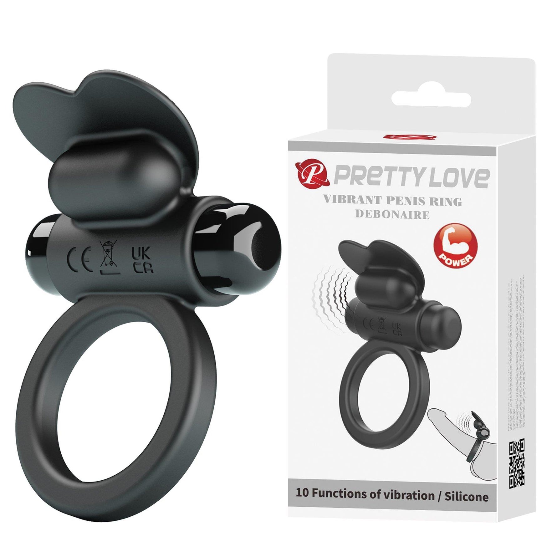 Inel vibrant pentru penis Pretty Love Debenaire, negru, cu 10 funcții