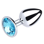 Plug anal mare din argint cu diamant albastru Fantasy 9 cm