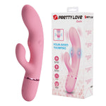 Vibrator Pretty Love Zach din silicon roz, cu patru laturi, în formă de iepuraș