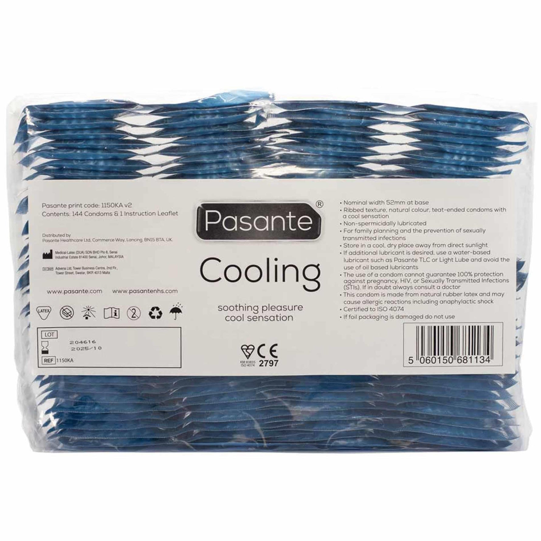Prezervative Pasante Cooling cu nervuri, 144 buc.