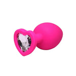 Plug anal mic cu inimă roz și cristale albe Fantasy 7 cm