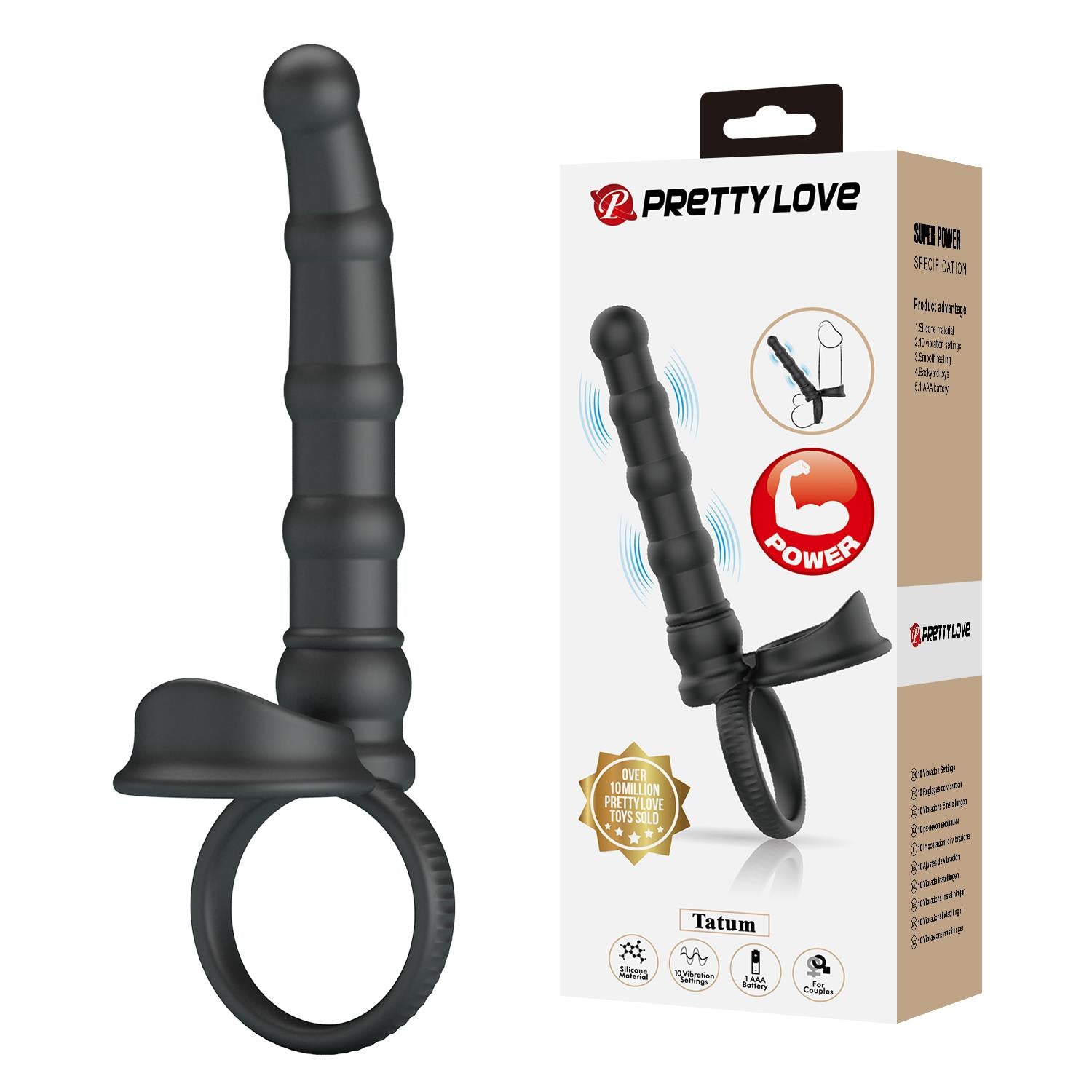 Inel anal pentru penis Pretty Love Tatum 10 vibrații 18 cm