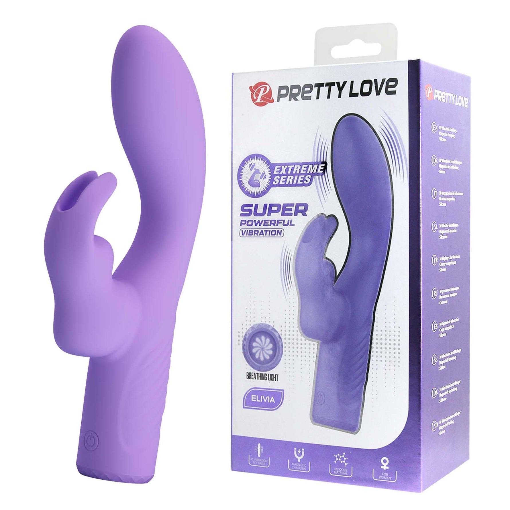 Vibrator Pretty Love Elivia din silicon cu formă de iepuraș, cu 10 funcții, punct G, USB