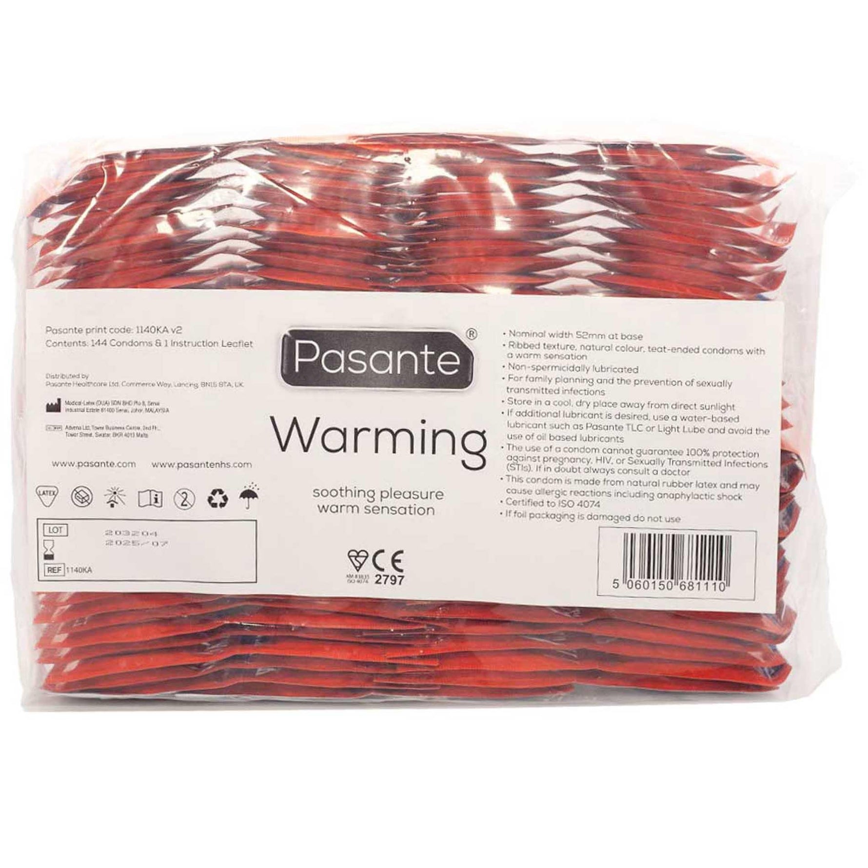 Prezervative Pasante Warming cu nervuri, 144 buc.