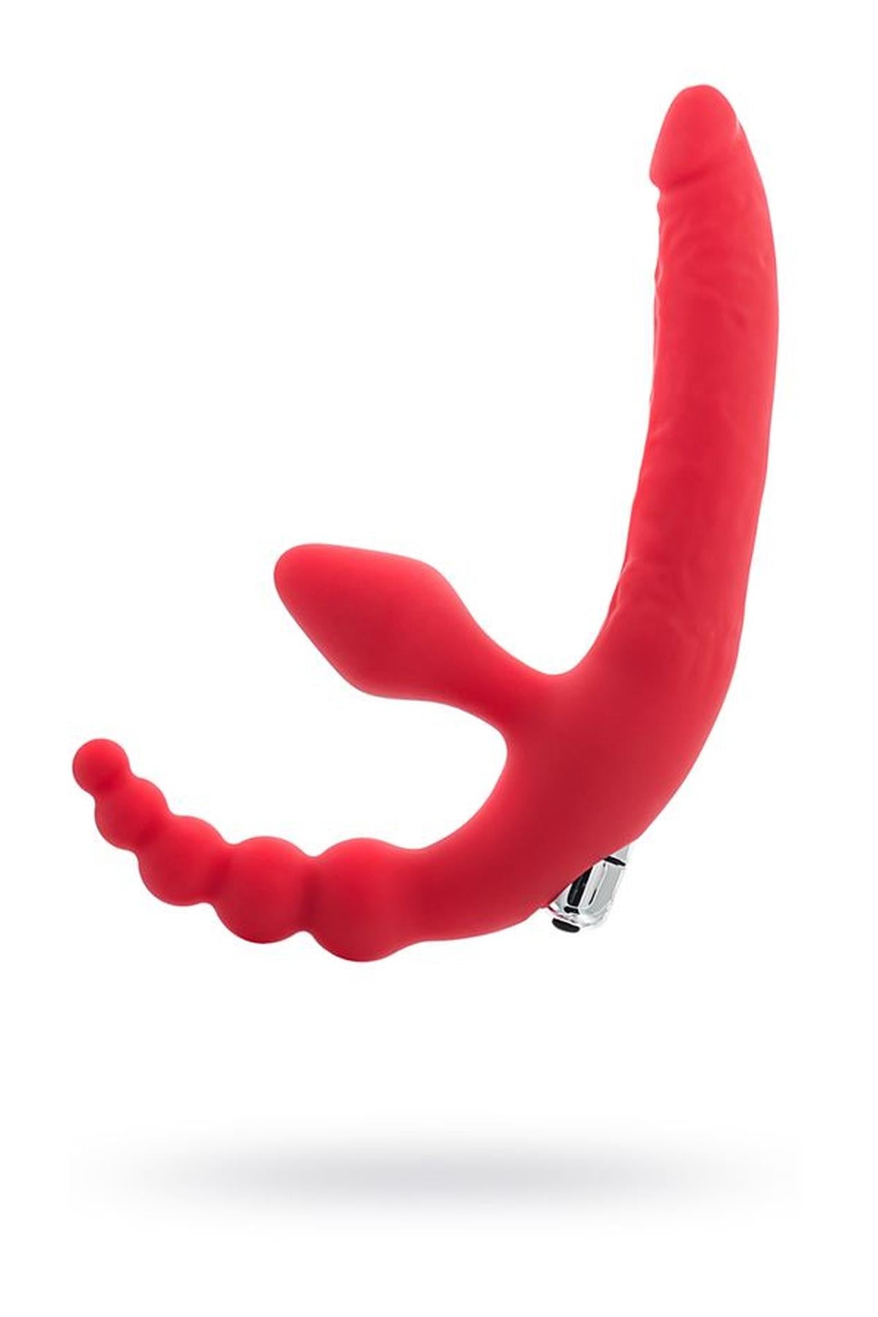 Strap-on vibrator Black&Red din silicon roșu 35 cm