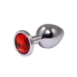 Plug anal Fantasy argintiu mediu cu diamant roșu 8 cm