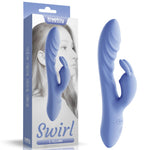 Vibrator USB Lovetoy Swirl din silicon, formă de iepuraș, 20,5 cm