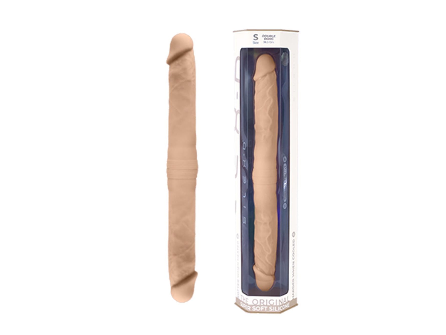 Dildo dublu Silexd culoarea pielii, mărimea S 38,5 cm