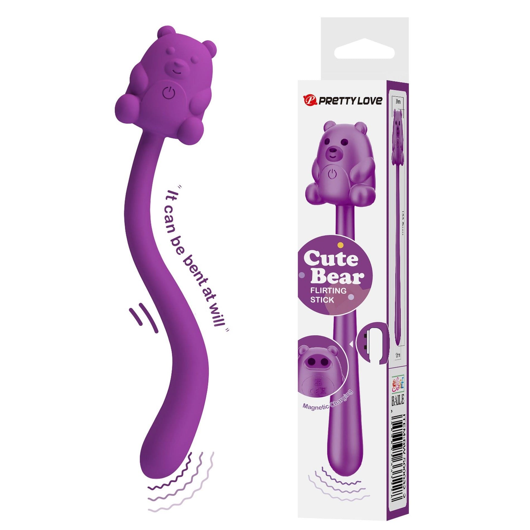Stimulator clitoridian din silicon Pretty Love Cute Bear, cu 7 vibrații, USB