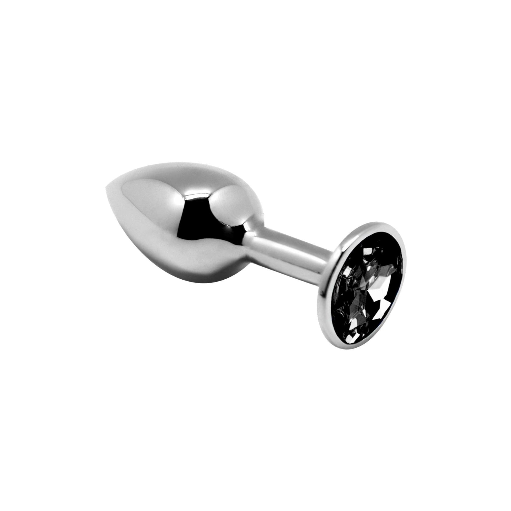 Plug anal metalic Alive Mini negru cu cristal 7 cm