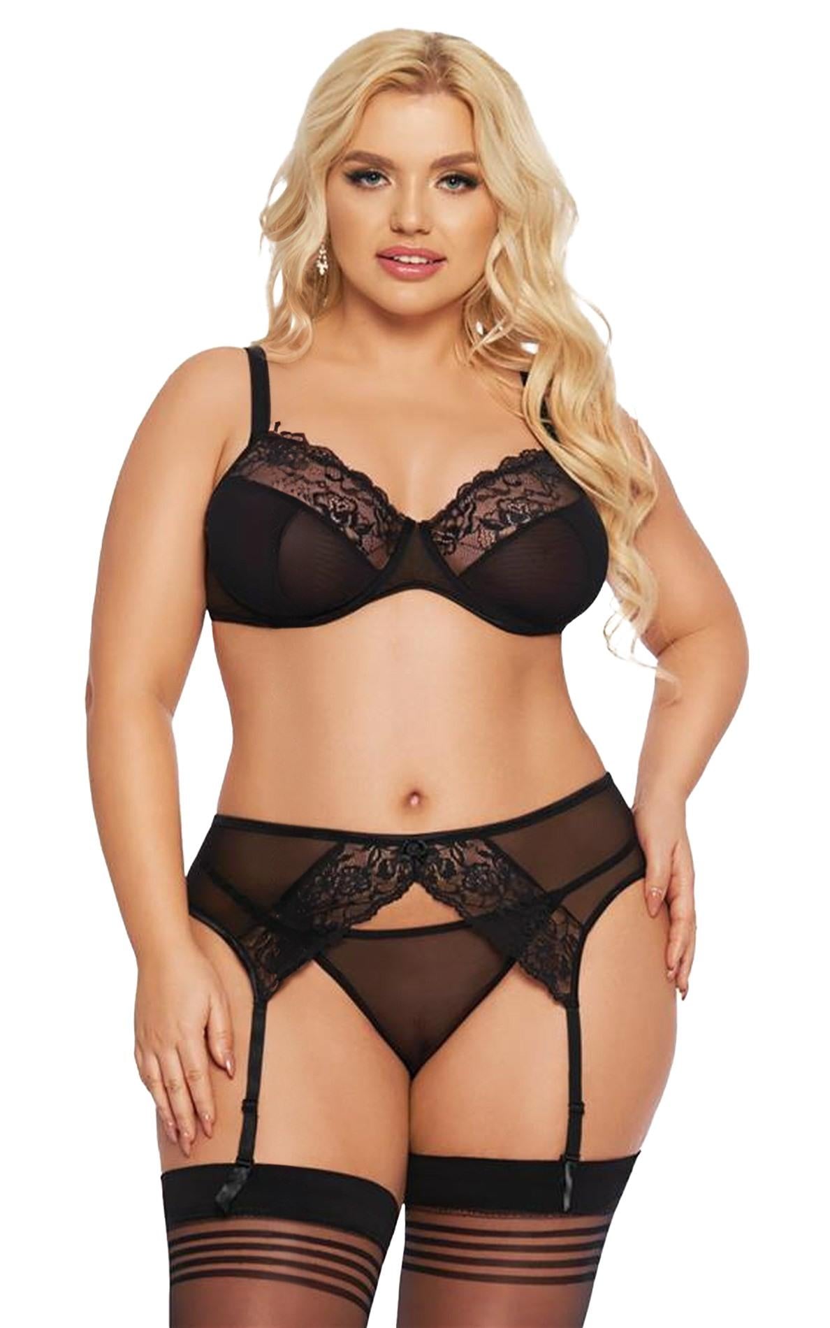 Neglijeu Ramona SoftLine Collection negru 3XL