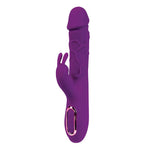Vibrator Fantasy Rabbit cu silicon, încălzire, 10 moduri, USB, 22 cm