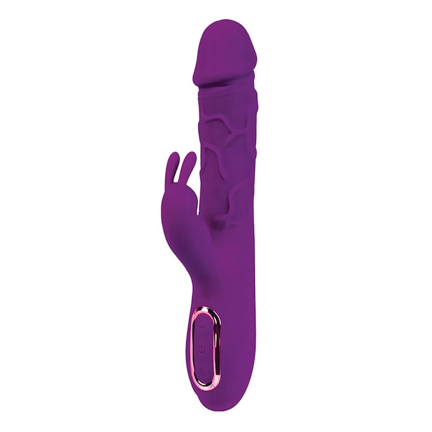 Vibrator Fantasy Rabbit cu silicon, încălzire, 10 moduri, USB, 22 cm