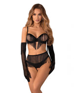 Set deschis Obsessive Rossay Black pentru patru piese, L XL