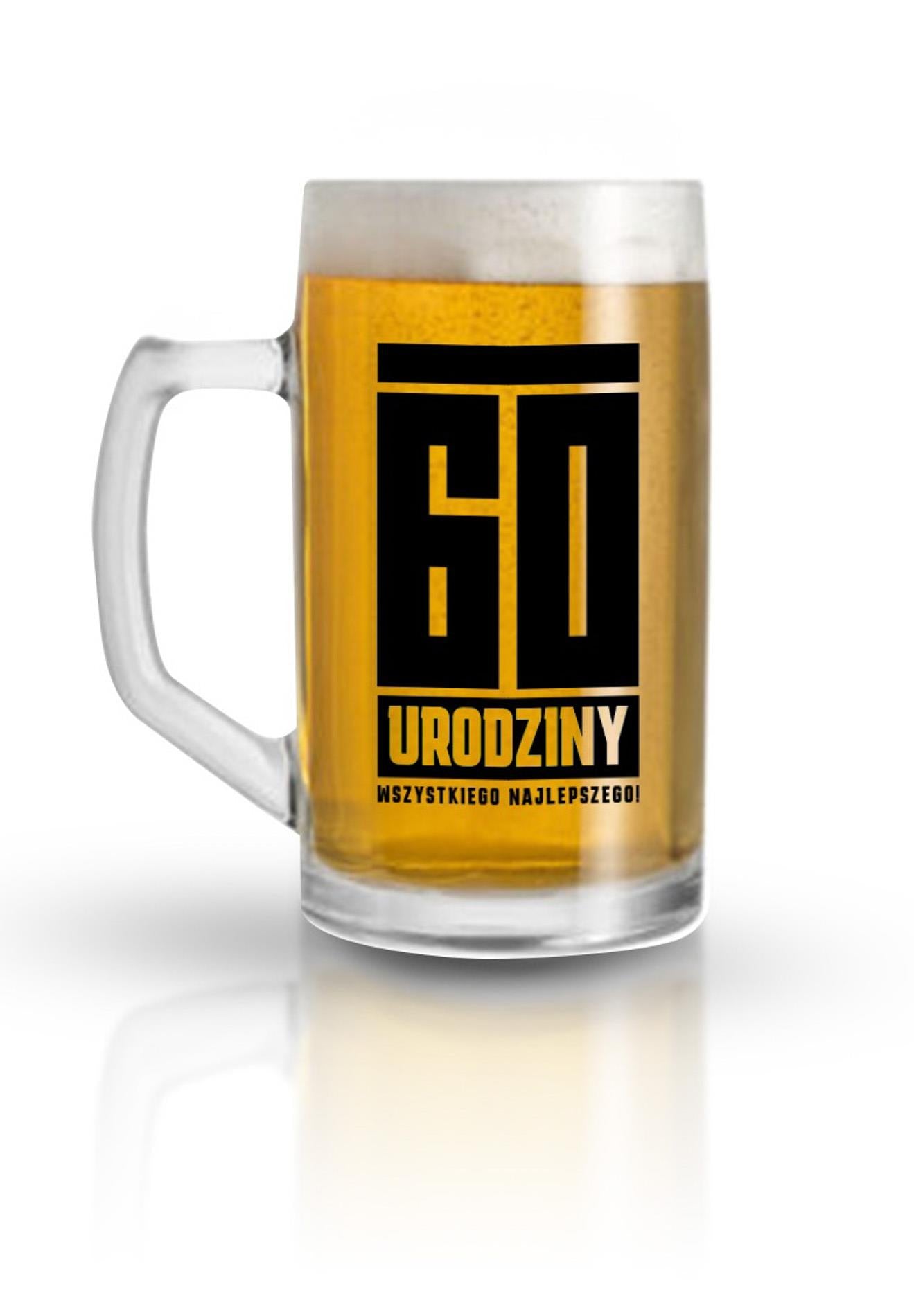 Cană de sticlă cu tematică aniversară de 60 de ani, 500 ml