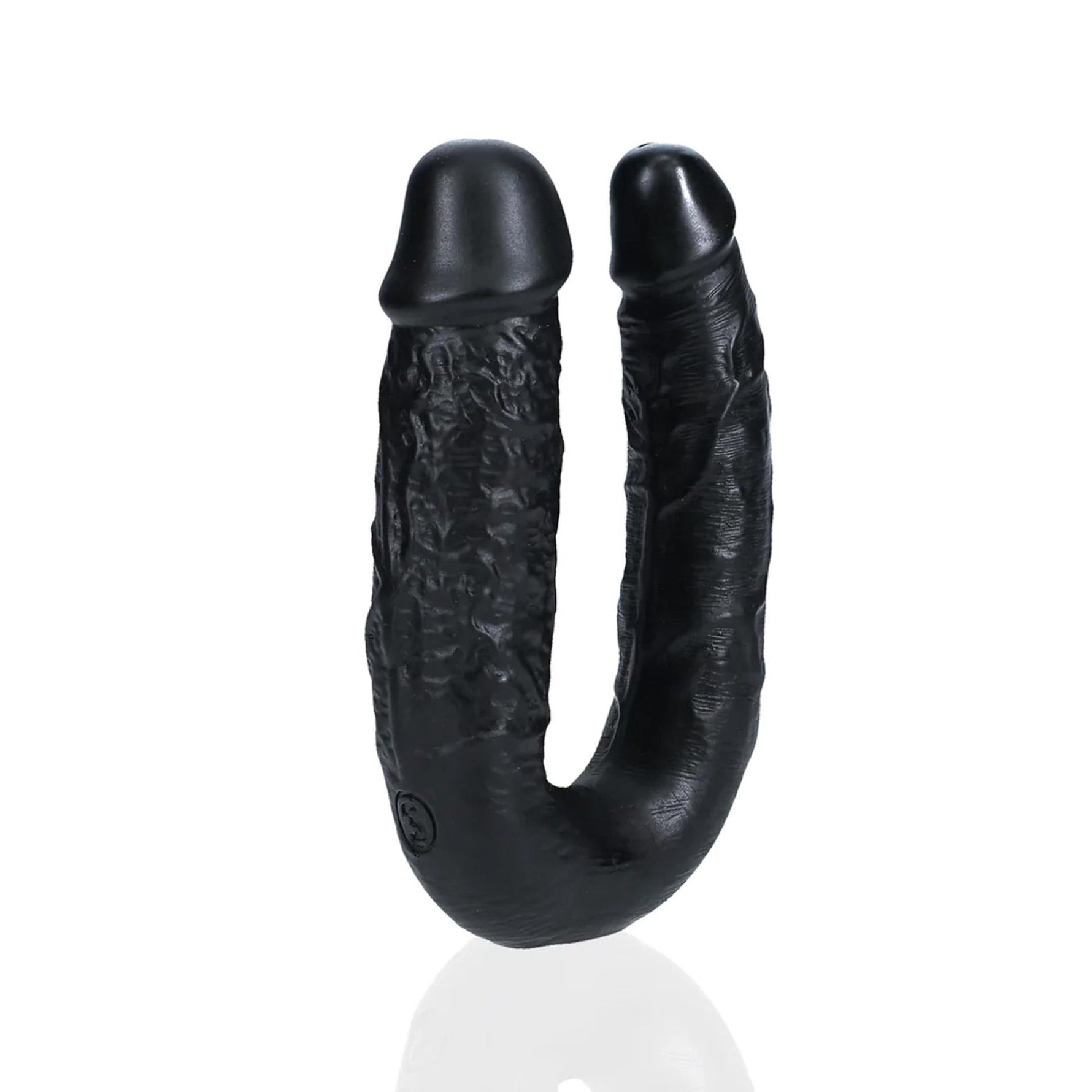 Dildo dublu în formă de U RealRock 12,7 cm negru