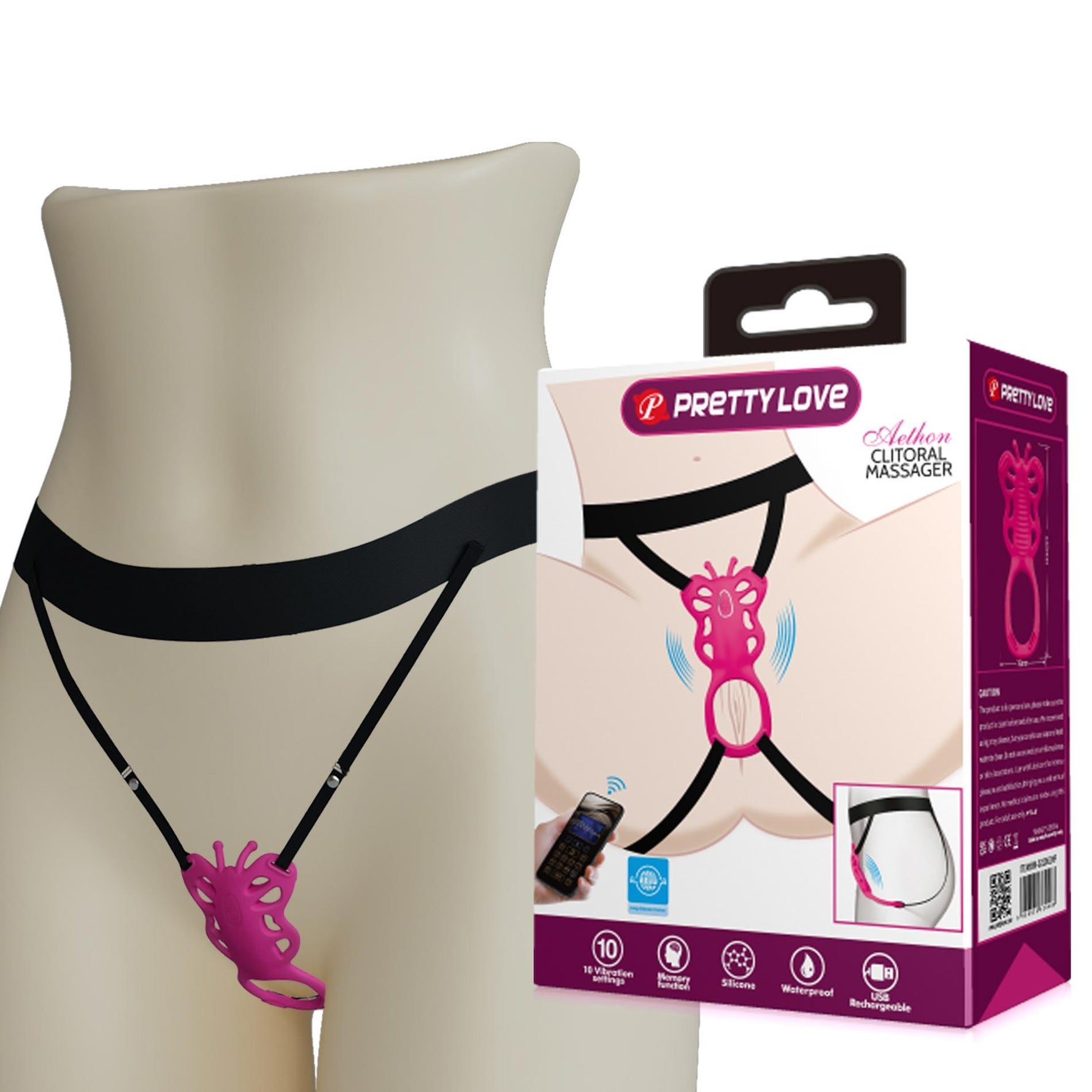 Stimulator clitoridian din silicon Pretty Love Aethon cu aplicație USB 15,5 cm