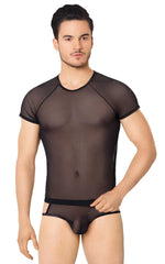 Tricou și pantaloni scurți SoftLine 4607 din plasă, negru, mărimea XL