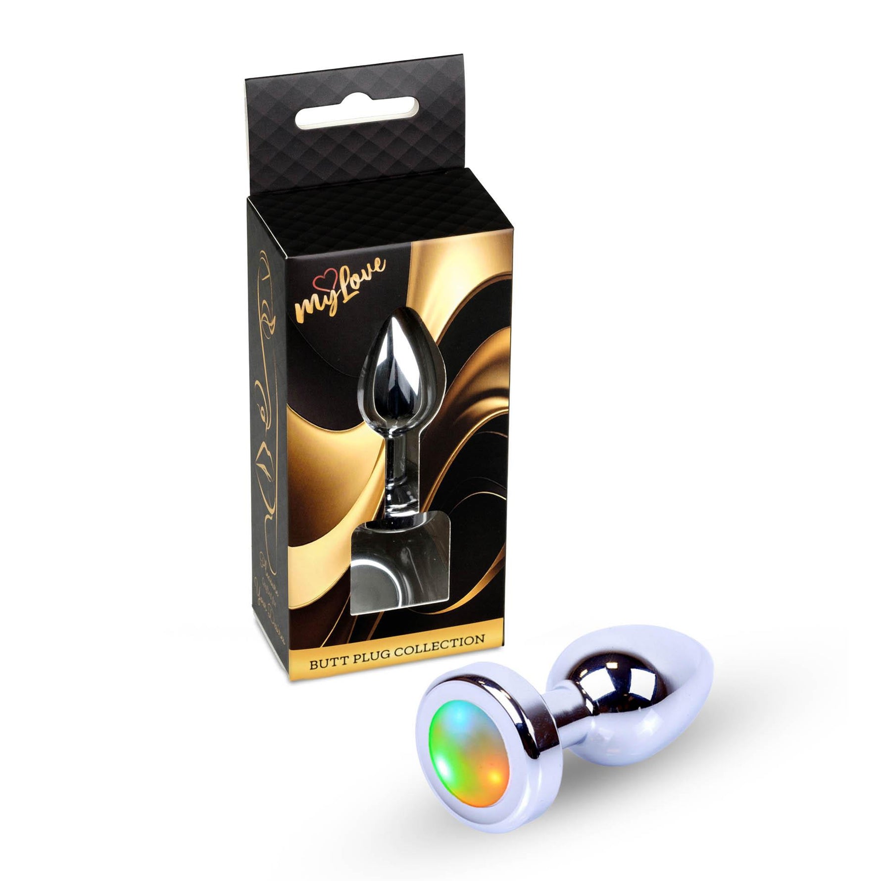 Bijuterii anale din oțel disco cu LED de 7 cm MyLove Toys