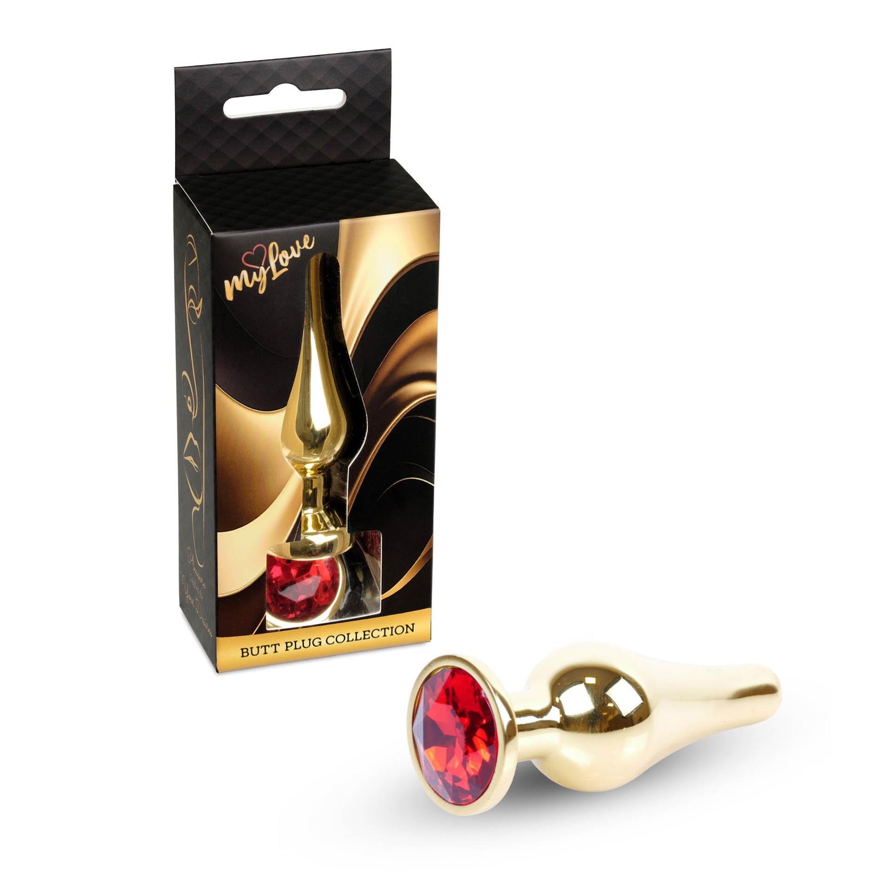 Dop anal din oțel cu diamant MyLove Toys, roșu, 9,5 cm