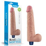 Dildo vibrant realist Lovetoy Softee TPE, culoarea pielii, USB, 26,5 cm