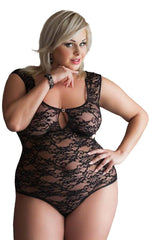 Body Anna Plus Size din colecția SoftLine din dantelă, negru, 3XL
