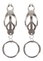 Cleme fluture Taboom cu inel, argintii, 14 cm
