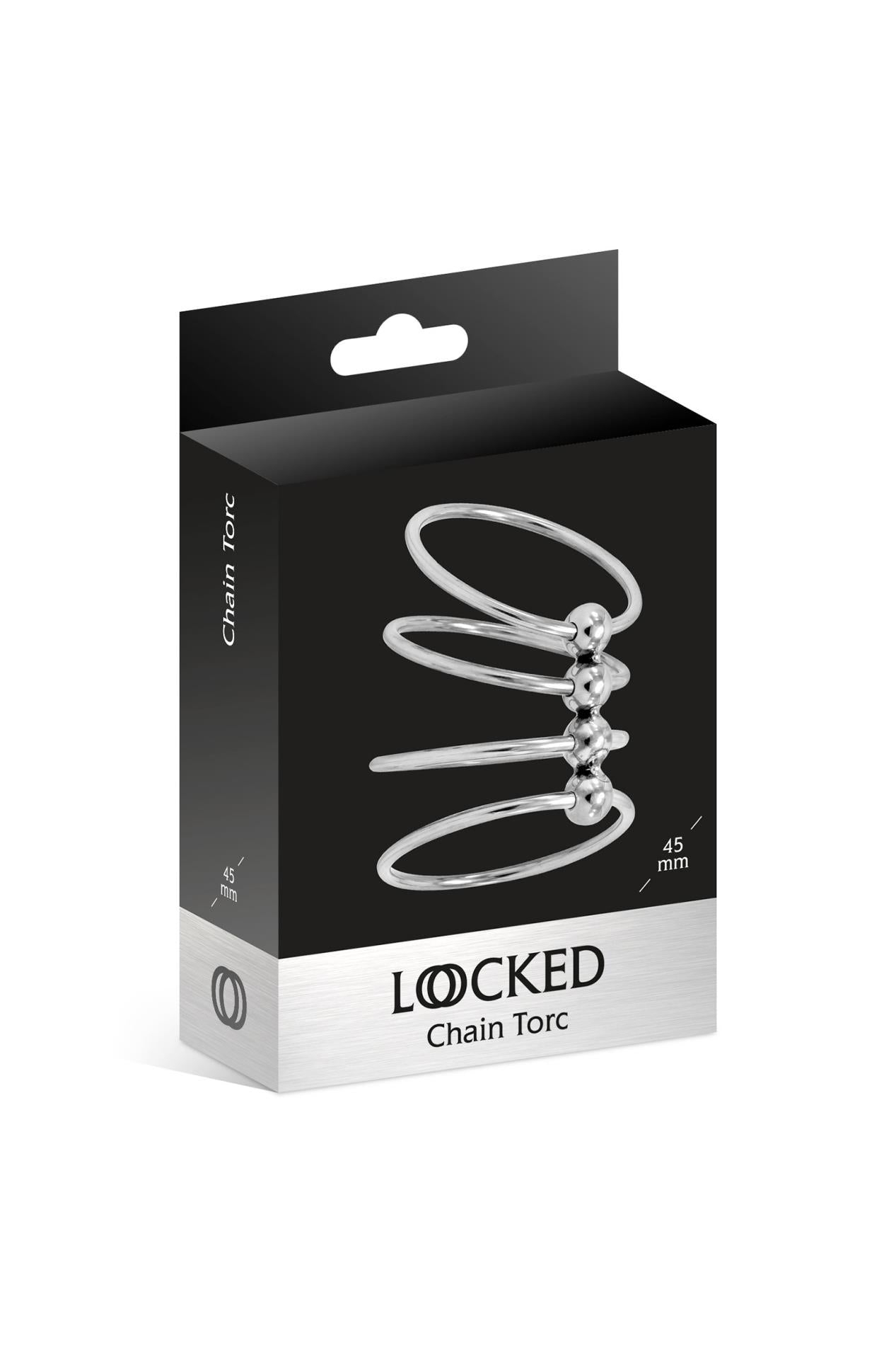 Inel de penis Chain Torc Locked din oțel inoxidabil, 45 mm, T2